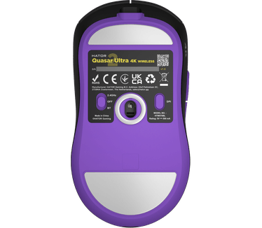 Hator HATOR Quasar 2 ULTRA 4K Wireless, black/lilac Gaming Mouse - HATOR Optical Yellow 100M Switches PixArt PAW3395 (HTM570BL)