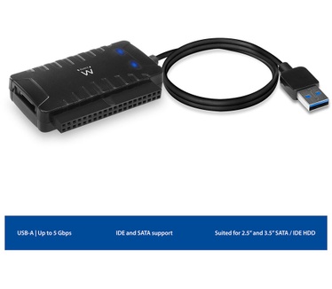 Ewent EW7019 USB naar 2.5 inch en 3.5 inch IDE/SATA Adapter Zwart