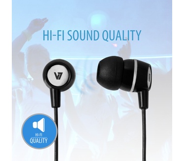 V7 V7 Stereo Earbuds with Inline Microphone - Black