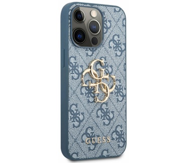 Guess 4G Metal Logo Back Case - iPhone 13 Pro Max (6.7") - Blauw Blauw