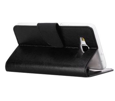 Luxe Lederen Bookcase hoesje voor de Samsung Galaxy A5 - Zwart (Samsung Galaxy A5) Zwart