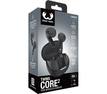 Hama Fresh 'n Rebel Twins Core 2 - Draadloze oordopjes - Bluetooth oortjes met 40 uur speeltijd - Met Microfoon en App - Storm Grey Groen