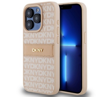DKNY Textured Tonal Stripe Back Case - iPhone 15 Pro Max - Roze Roze