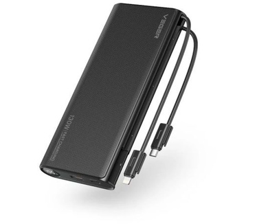 VEGER powerbank 25000 mAh with built-in cables Type C / Lightning PD 130W TCE130 (W2503) black