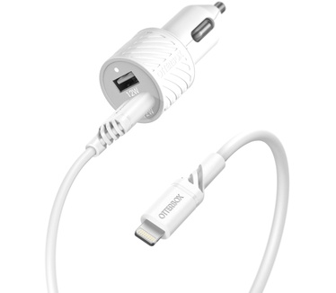 Otterbox Car Charger Bundle 2X USB A 12W + USB A-Lightning Cable 1M, Cloud Dream White