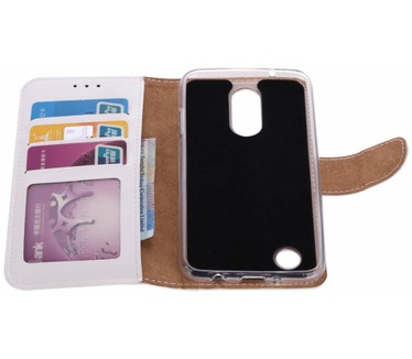 Luxe Lederen Bookcase hoesje voor de LG K4 2017 - Wit (LG K4 2017) Wit