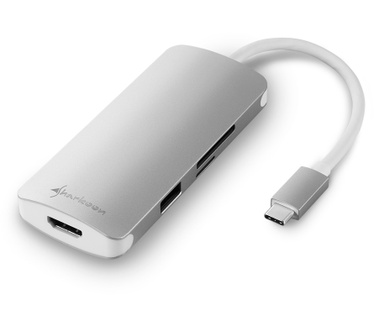 Sharkoon USB 3.0 Type C Multiport Adapter Silver