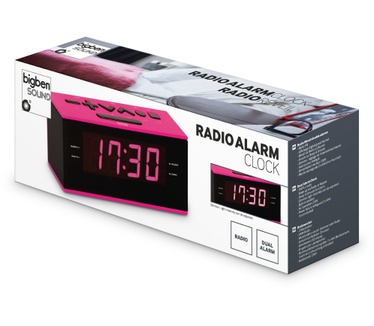 Bigben Interactive Strakke wekkerradio met roze verlichting - zwart / roze