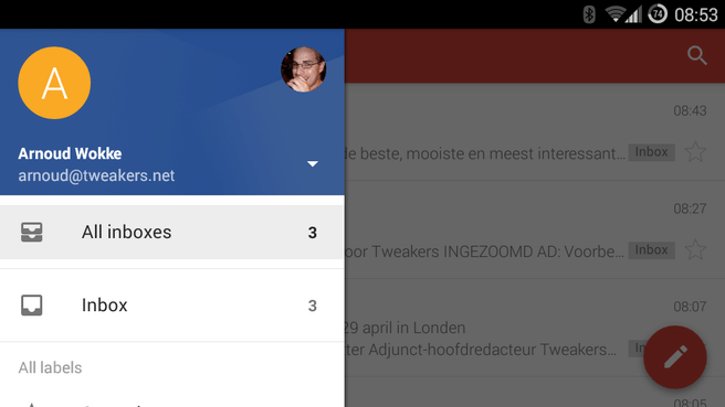 Gmail gecombineerde inbox