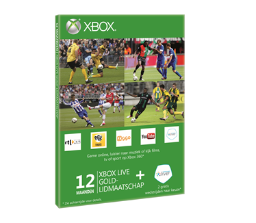 Microsoft Xbox 360 Live Gold 12 maanden + 2 wedstrijden Eredivisie Live, Xbox 360