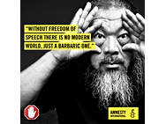 Amnesty International banner - Ai Weiwei - World Day against Cyber Censorship