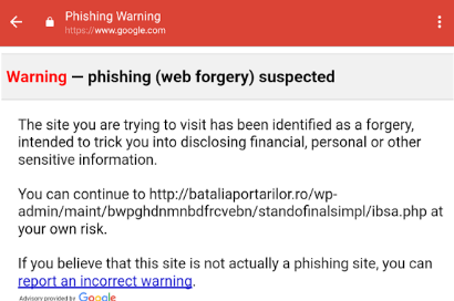 phishing waarschuwing google
