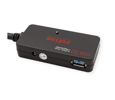Roline USB 3.2 Gen 1 4-port Hub met repeater, zwart, 10 m
