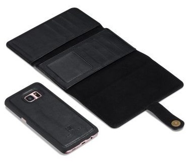 Samsung Galaxy S7 Edge Echt Leren Portemonnee Hoesje Zwart Zwart
