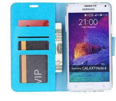 Luxe Lederen Bookcase hoesje voor de Samsung Galaxy Note 4 - Blauw (Galaxy Note 4) Blauw