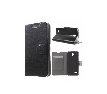 Merkloos Huawei Y5 Crazy Horse Leather Wallet hoesje Zwart