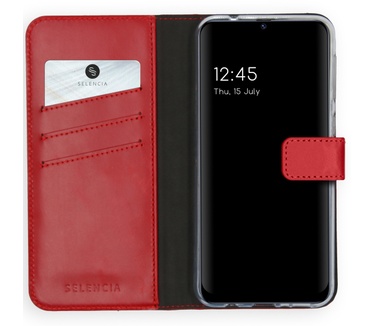 Selencia Echt Lederen Bookcase Samsung Galaxy M31 - Rood