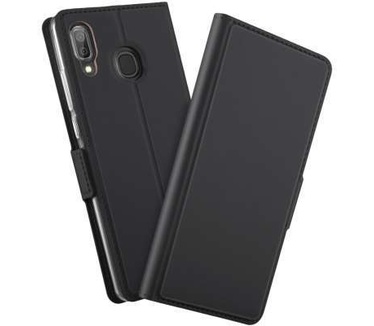 qMust Samsung Galaxy A20 TPU Wallet Case - Zwart