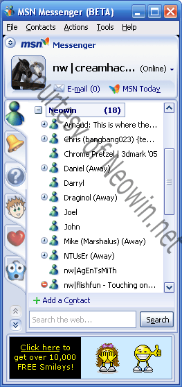MSN Messenger 7 Contactlist