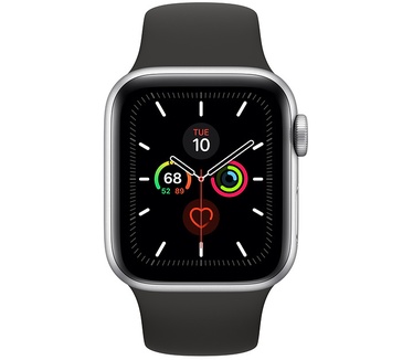Apple Watch Series 5 (40mm) aluminium, sportbandje Zilver (Zwart)