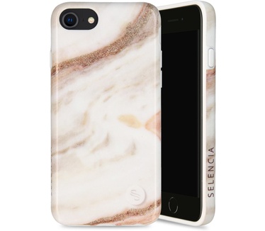 Selencia Aurora Fashion Backcover iPhone SE (2022 / 2020) / 8 / 7 - Duurzaam hoesje - 100% gerecycled - Wit Marmer