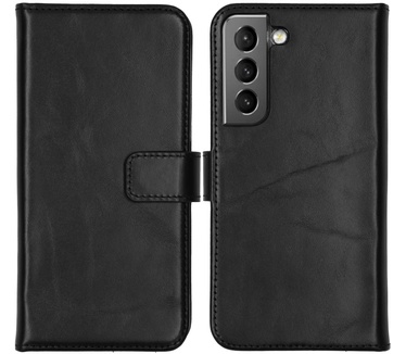 Selencia Echt Lederen Bookcase Samsung Galaxy S22 - Zwart