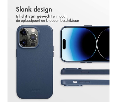 Accezz MagSafe Leather Backcover iPhone 14 Pro - Donkerblauw