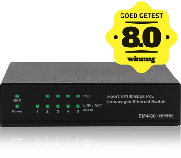 Eminent EM4430 5-Poorts 10/100Mbps PoE Switch, 4 PoE poorten