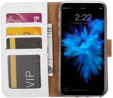Luxe Lederen Bookcase hoesje voor de Apple iPhone XS - Wit (Apple iPhone XS) Wit