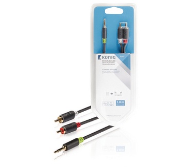 Konig 1 m, 3.5 mm male/2 x RCA male