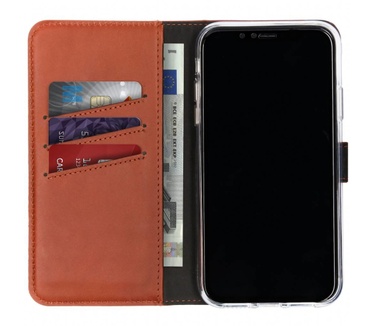 Selencia Echt Lederen Bookcase iPhone Xr - Bruin