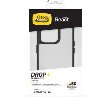 Otterbox OtterBox React Series-hoesje voor iPhone 14 Pro, schokbestendig, valbestendig, ultradun, beschermende, getest volgens militaire standaard, Antimicrobieel, Black Crystal