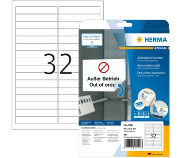 Herma Etiketten wit Movables/verwijd. 96x16.9 A4 800 st.