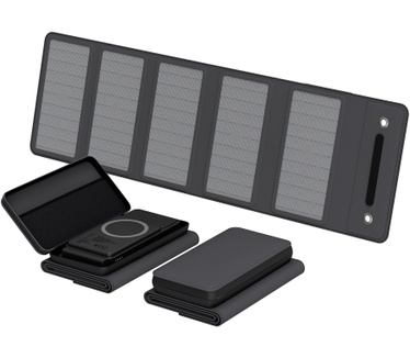 XLayer Draadloze Powerbank 10.000mAh 15W Zwart met Zonnepaneel