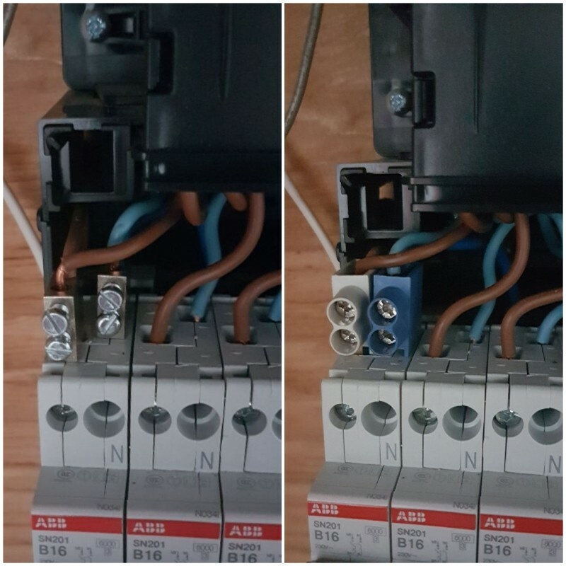 Aftakblokjes trafo voor/na