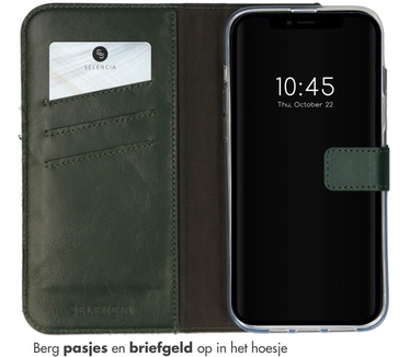 Selencia Echt Lederen Bookcase iPhone 14 Plus - Groen