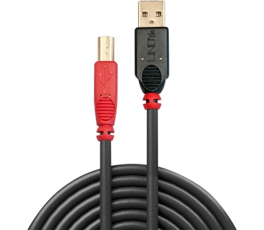 Lindy USB A/USB B 15m Rood, Zwart