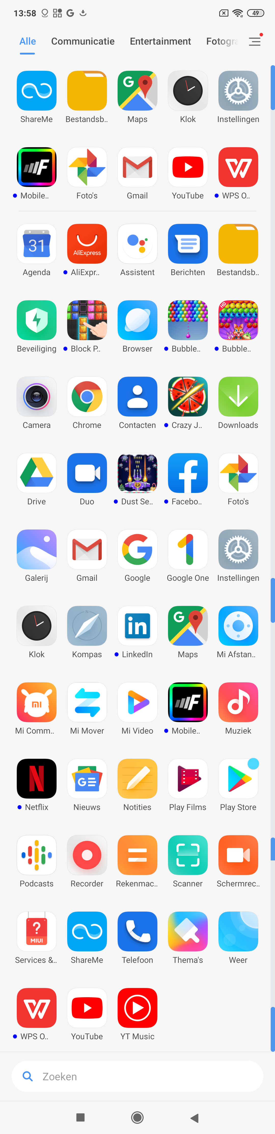 Poco F2 Pro - screenshot hoofdmenu