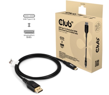Club 3D USB Type-C Cable to DP 2.1 Bi-Directional VESA DP80 Certified Cable M/M 1m/3.28ft