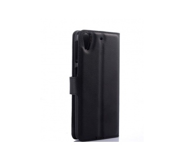 HTC Desire 626 Litchi Leather Stand Case Zwart