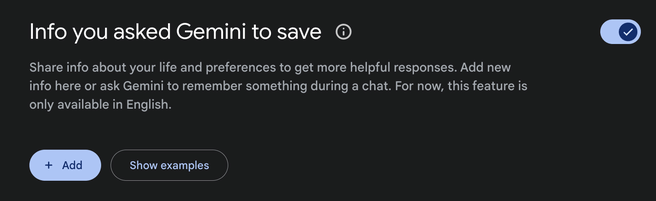 Google Gemini Saved Info