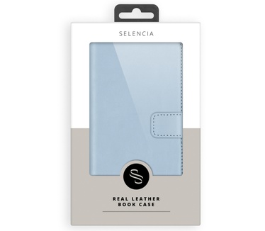 Selencia Echt Lederen Bookcase Samsung Galaxy S21 - Lichtblauw