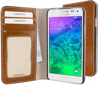 Mobiparts Excellent Wallet Case Samsung Galaxy Alpha Oaked Cognac