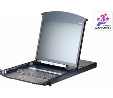 Aten 16-poorts Cat 5 Dual Rail LCD KVM over IP-switch, 1 lokale/1 externe gebruikerstoegang