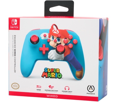 PowerA Enhanced Wired Controller For Nintendo Switch – Mario Punch Blauw, Multi-color, Rood, Wit, Zwart