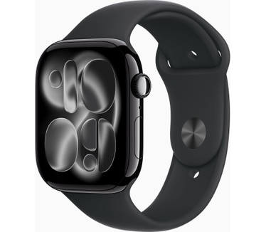 Apple Watch Series 11, 46mm, GPS, Aluminium, Sportbandje S/M, Zwart (Zwart)
