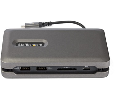 Startech.com USB C Multiport Adapter, USB C naar 4K 60Hz HDMI 2.0, 2-Port 10Gbps USB Hub, 100W Power Delivery Pass-through, GbE, SD/MicroSD, USB Type-C Mini Dock, 25.4cm Kabel