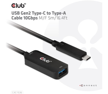 Club 3D USB Gen2 Type-C to Type-A Cable 10Gbps M/V 5m