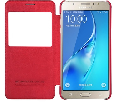 Nillkin Qin PU Leather Book Case Samsung Galaxy J7 (2016) - Rood Rood