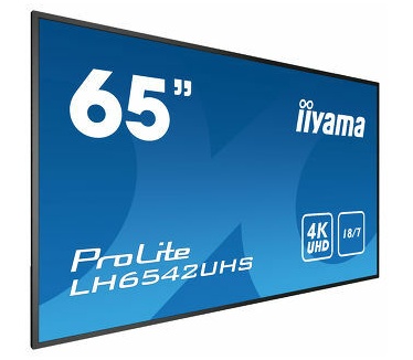 Iiyama ProLite 64.5", 3840x2160, IPS, 16:9, 9 Ms, VGA, DVI, 3x HDMI, DP, RS-232C, RJ-45, USB, 1462.5x837.5x93.5 Mm Public Display - Zwart Zwart